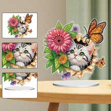 Load image into Gallery viewer, Flower Cat-Single Side Drill-Acrylic Diamond Desktop Ornament
