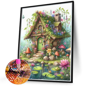 Green Butterfly House-Full Round Diamond Painting-40x50cm-1510959
