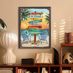 Beach Woodcut-Full Round Diamond Painting-30x40cm-1512307