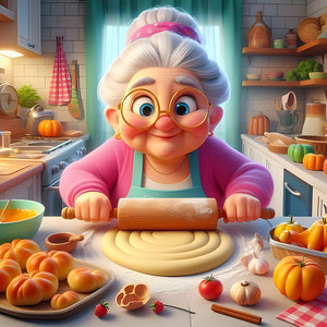 Baking Grandma-Full Round Diamond Painting-40x40cm-1517127