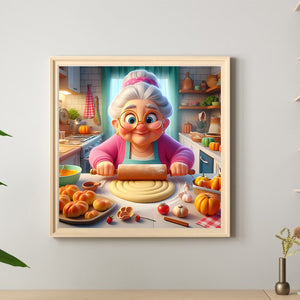 Baking Grandma-Full Round Diamond Painting-40x40cm-1517127