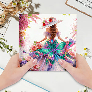 6Pcs/Set Dress Girl Series-Diamond Greeting Cards