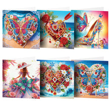 Load image into Gallery viewer, 6Pcs/Set Dress Girl Series-Diamond Greeting Cards
