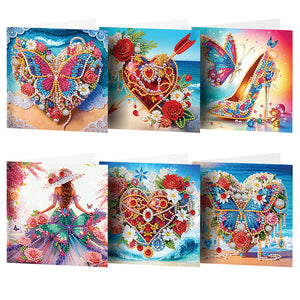 6Pcs/Set Dress Girl Series-Diamond Greeting Cards