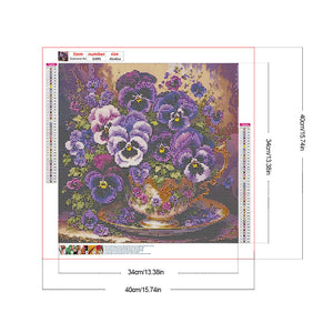 Violet Flowers-Full Round Diamond Painting-40x40cm-1523311