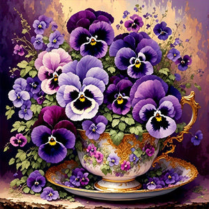 Violet Flowers-Full Round Diamond Painting-40x40cm-1523311