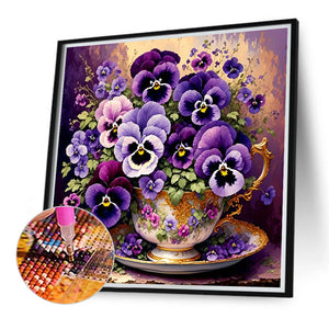 Violet Flowers-Full Round Diamond Painting-40x40cm-1523311