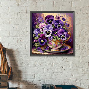 Violet Flowers-Full Round Diamond Painting-40x40cm-1523311