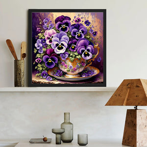 Violet Flowers-Full Round Diamond Painting-40x40cm-1523311