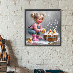 Cute Little Girl-Full Round Diamond Painting-40x40cm-1526190