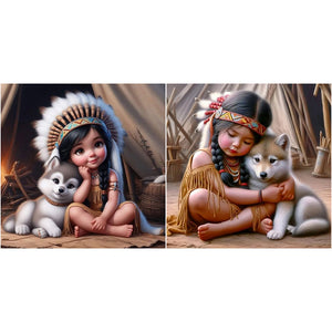 Indian Child-Full Round Diamond Painting-30x30cm