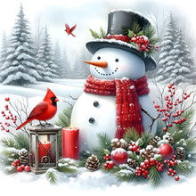 Load image into Gallery viewer, Winter Snowman-Full Round Diamond Painting-30x30cm-1531979
