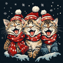 Load image into Gallery viewer, Three Cats In Winter-Full Round Diamond Painting-30x30cm
