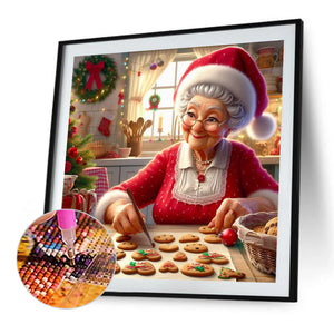 Grandma Making Cookies-Full Round Diamond Painting-30x30cm-1535092