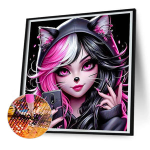 Cool Cartoon Girl-Full Round Diamond Painting-30x30cm-1535626