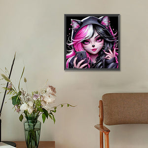 Cool Cartoon Girl-Full Round Diamond Painting-30x30cm-1535626