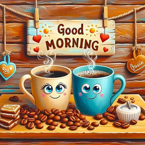 Good Morning Coffee-Full Round Diamond Painting-40x40cm-1535885