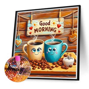 Good Morning Coffee-Full Round Diamond Painting-40x40cm-1535885