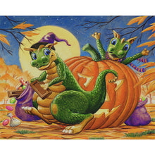 Load image into Gallery viewer, Pumpkin Dinosaur-Full Round Diamond Painting-50x40cm-1538876
