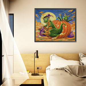 Pumpkin Dinosaur-Full Round Diamond Painting-50x40cm-1538876