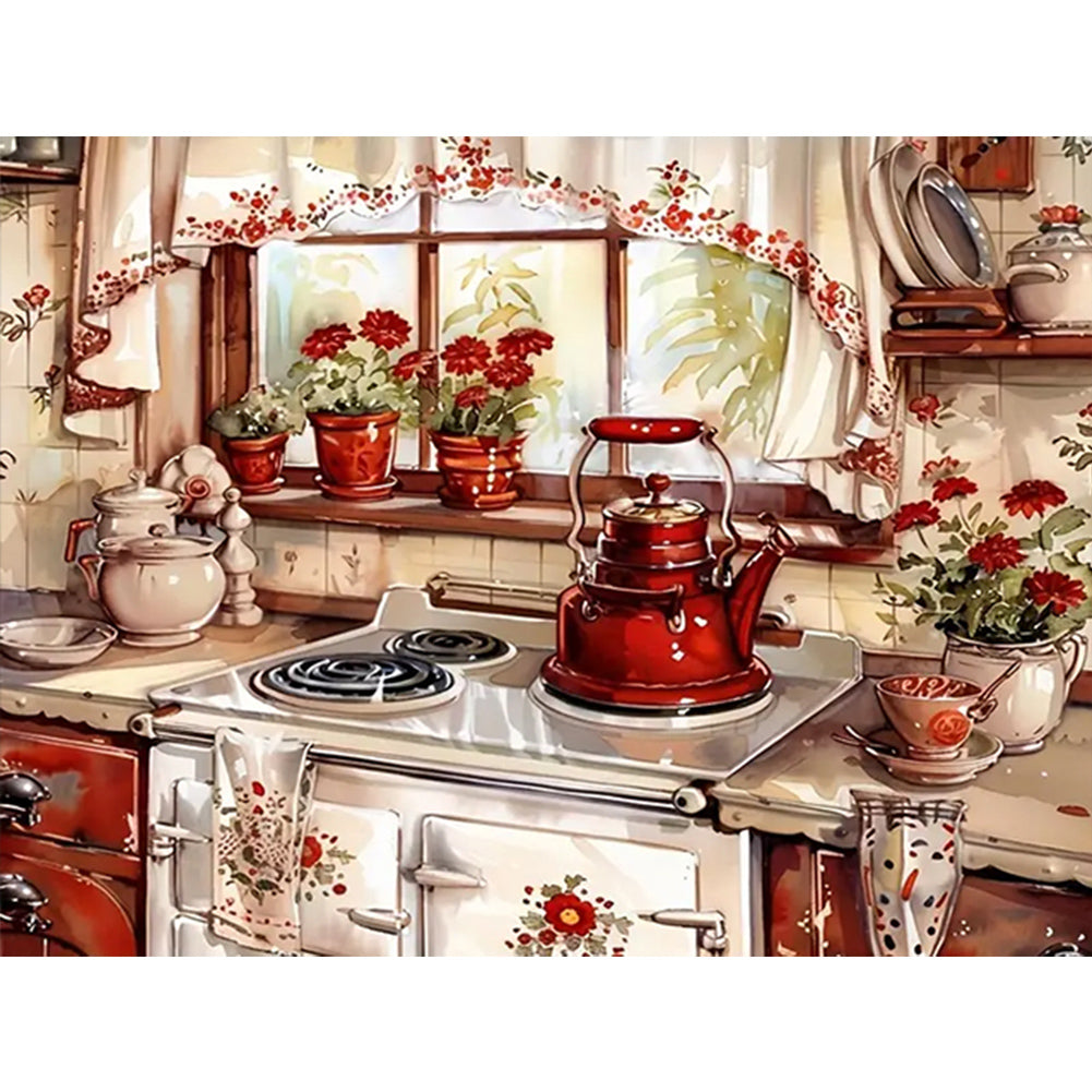 Warm Kitchen-Full Round Diamond Painting-40x30cm-1539010