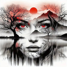 Load image into Gallery viewer, Human Face Silhouette Scenery-Full Round Diamond Painting-40x40cm-1539900
