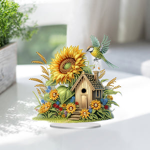 Sunflower Bird House-Single Side Drill-Acrylic Diamond Desktop Ornament