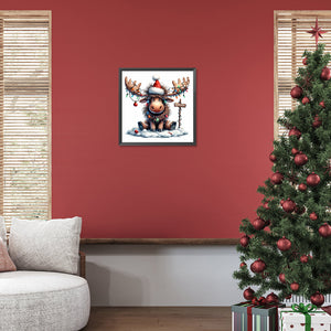 Christmas Deer-Full Round Diamond Painting-30x30cm-1545336