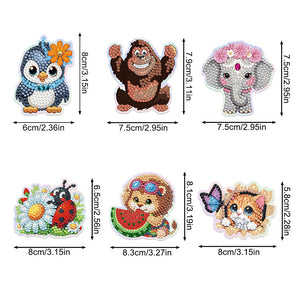 6Pcs/Set Animal-Diamond Painting Magnet Refrigerator