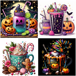 Halloween Coffee-Full Round Diamond Painting-40x40cm