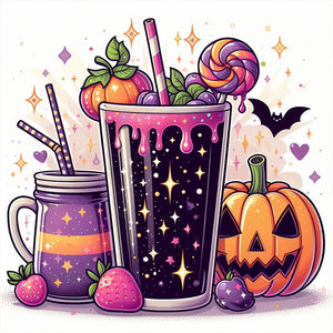 Halloween Coffee-Full Round Diamond Painting-40x40cm