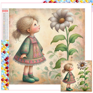 Flower Girl-Full Square Diamond Painting-30x30cm