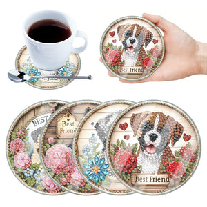 4Pcs/Set Flower-Acrylic Waterproof Diamond Coaster