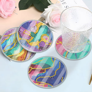 4Pcs/Set Flower-Acrylic Waterproof Diamond Coaster