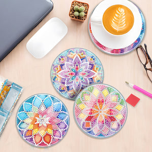 4Pcs/Set Flower-Acrylic Waterproof Diamond Coaster