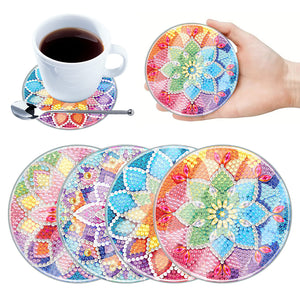 4Pcs/Set Flower-Acrylic Waterproof Diamond Coaster