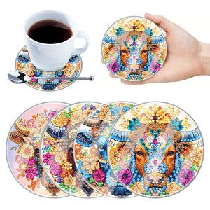 4Pcs/Set Flower-Acrylic Waterproof Diamond Coaster