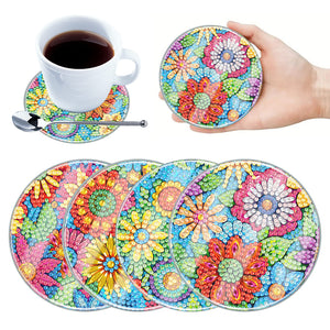 4Pcs/Set Flower-Acrylic Waterproof Diamond Coaster