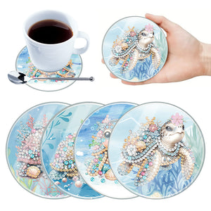 4Pcs/Set Flower-Acrylic Waterproof Diamond Coaster