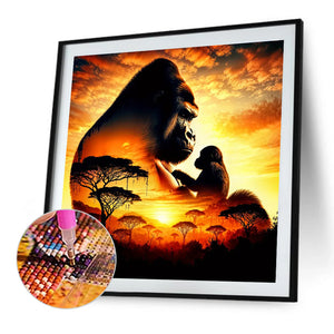 Gorilla Silhouette-Full Round Diamond Painting-40x40cm