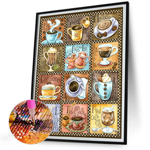 Coffee Drinks-Full Round Diamond Painting-30x40cm