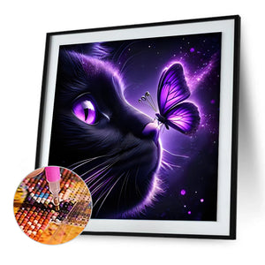 Butterfly Cat-Full Round Diamond Painting-30x30cm