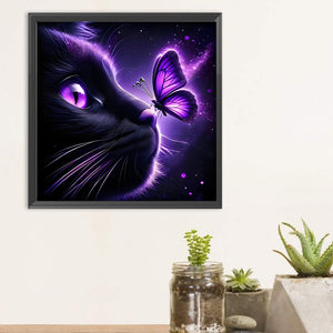 Butterfly Cat-Full Round Diamond Painting-30x30cm