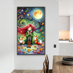 Girl And Squirrel-Full Round Diamond Painting-40x70cm-Large Size