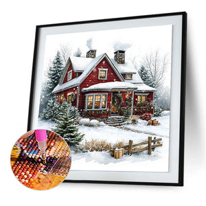 Snow House-Full Round Diamond Painting-30x30cm