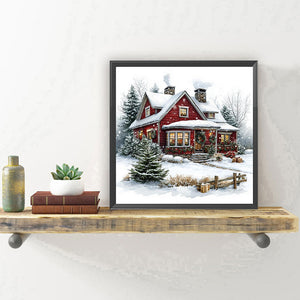 Snow House-Full Round Diamond Painting-30x30cm