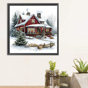 Snow House-Full Round Diamond Painting-30x30cm