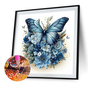 Blue Butterfly-Full Round Diamond Painting-40x40cm