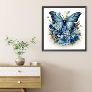 Blue Butterfly-Full Round Diamond Painting-40x40cm