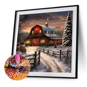 Snow House-Full Round Diamond Painting-30x30cm